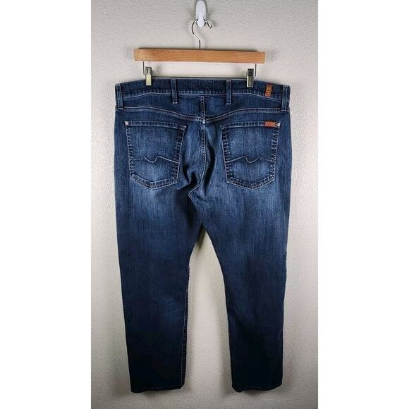 7 For All Mankind Mens Luxe Performance The Straight Jeans 38 Dark Wash - Picture 4 of 11